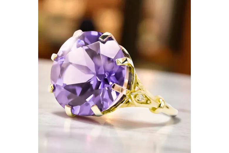 Каблучка Вінтаж вироби Олександрит 14K Жовте золото vrc073y